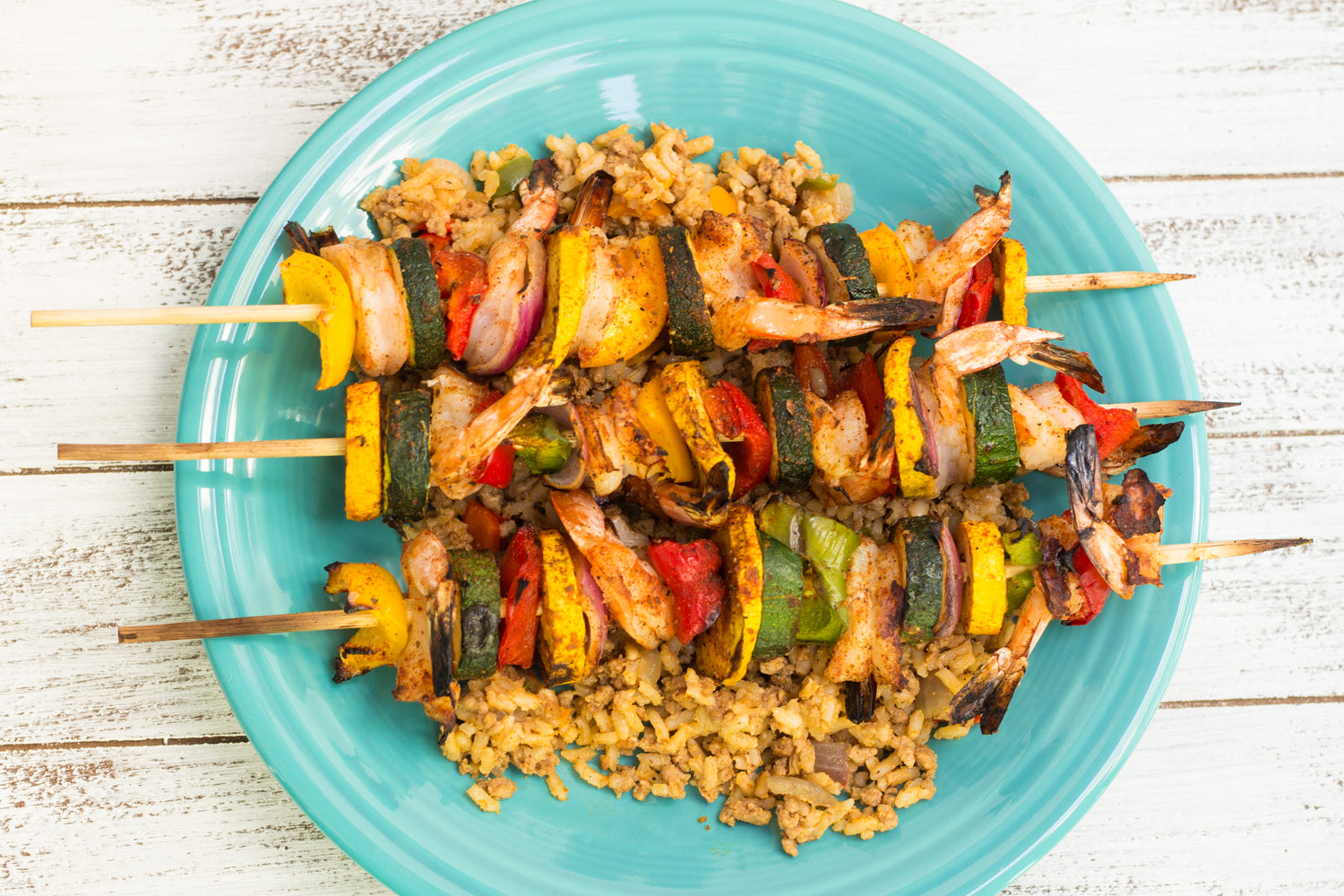 SHRIMP AND VEGGIE SKEWERS