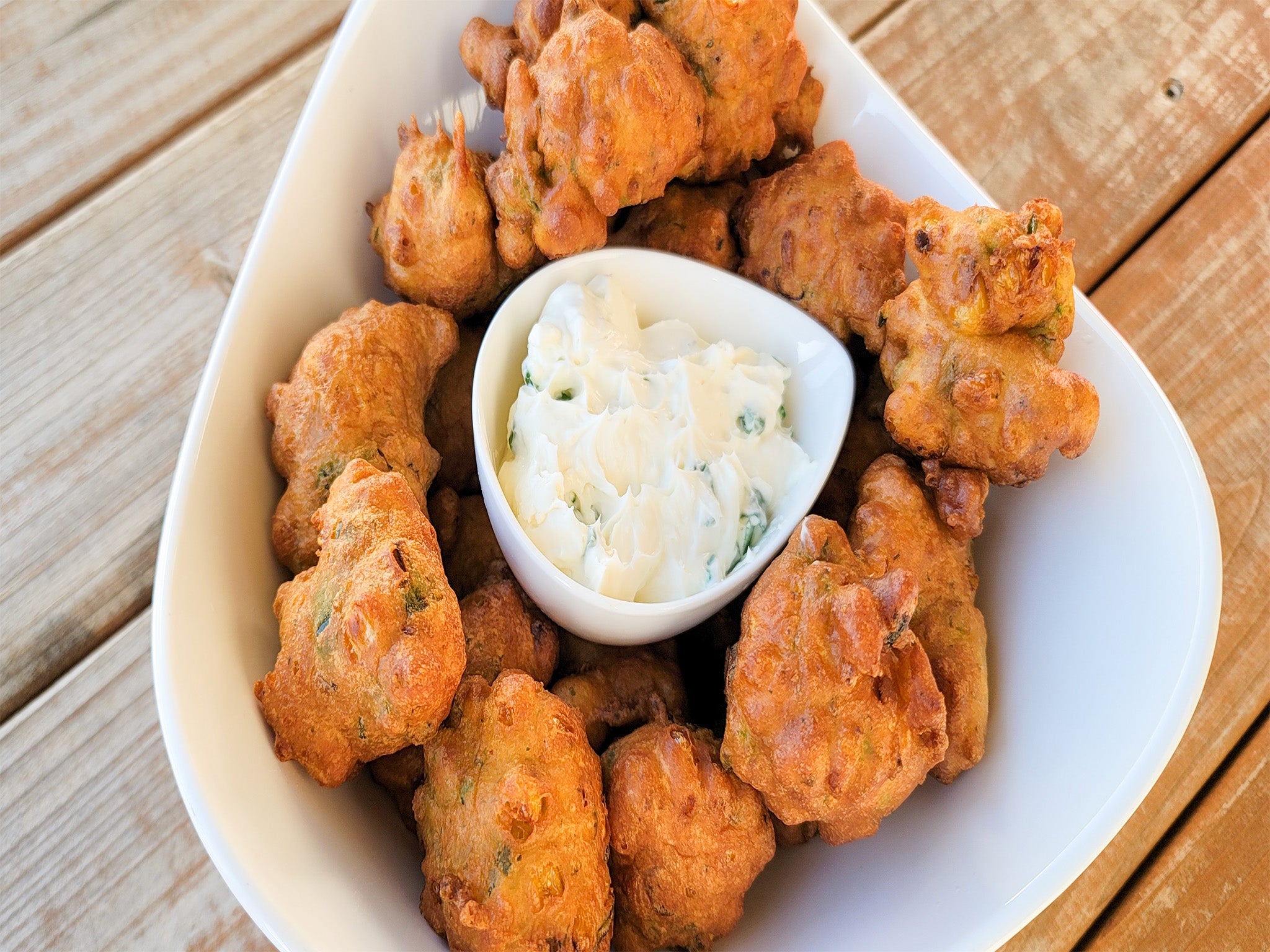 Jalapeno Fritters with Maple Cream Cheese Dip
